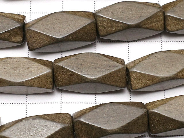 Gray wood rectangle Faceted Tube 20 x 10 x 10 mm 1strand beads (aprx.15 inch / 38 cm)