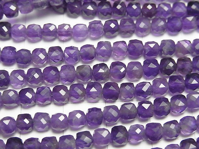 Hochwertig! Amethyst AA++ Würfelform 4x4x4mm halbe oder 1Strang Perlen (ca. 15 Zoll/38 cm)