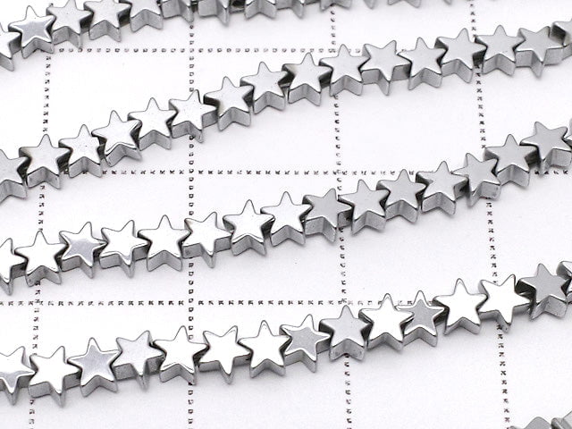 Hematite Star 4x4mm Silver Coated 1strand beads (aprx.15inch/37cm)