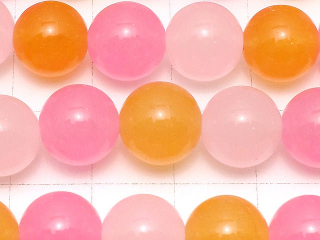 Multi Color Jade Round 10mm 1strand beads (aprx.15inch / 37cm)
