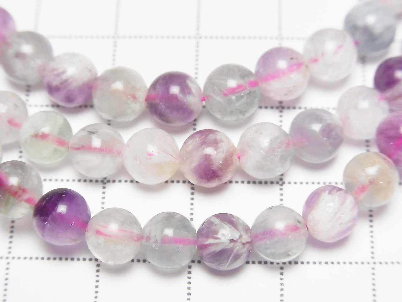 Multi Angel Feather Fluorite Round 6mm Bracelet