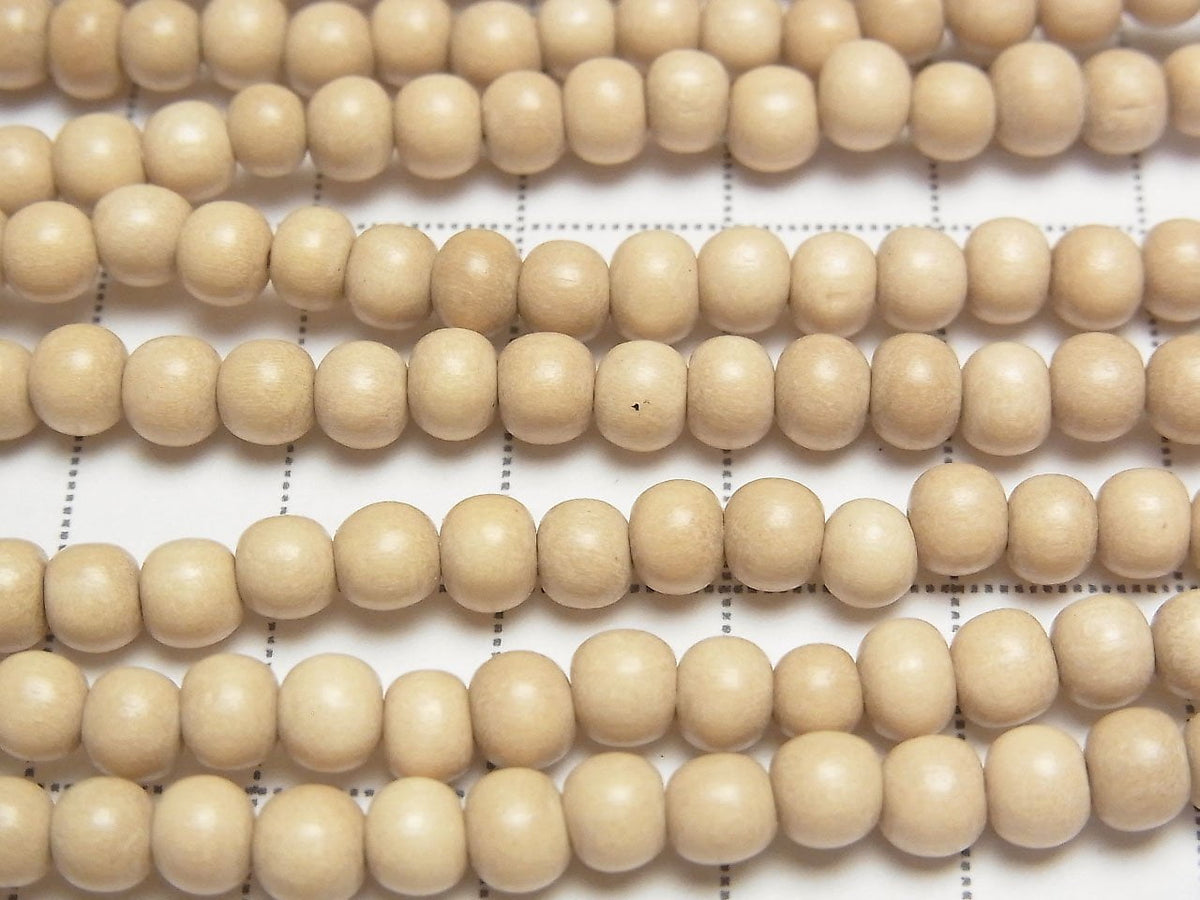 Whitewood Semi-Round 5mm 1strand beads (approx. 15 inches/38 cm)