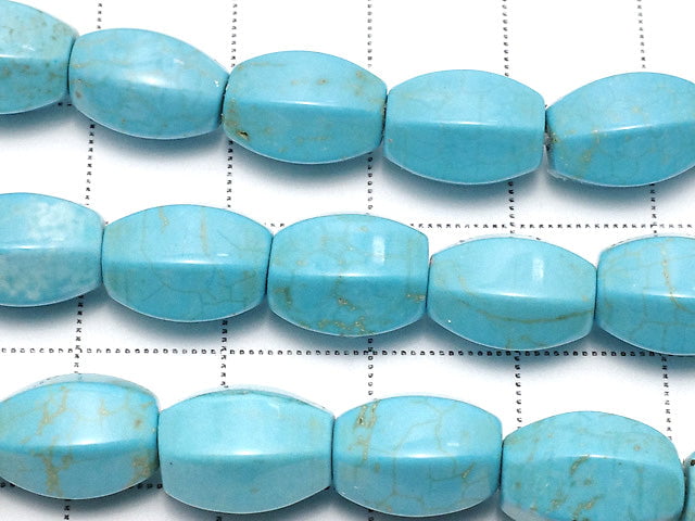 Magnesite Turquoise 6Faceted Faceted Rice 12x8x8mm 1strand beads (aprx.15inch/36cm)