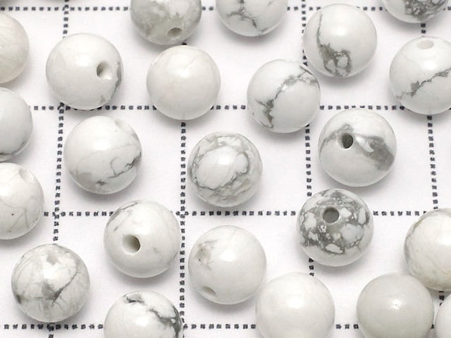 Howlite Magnesite Half Drilled Hole Round 6mm 10pcs