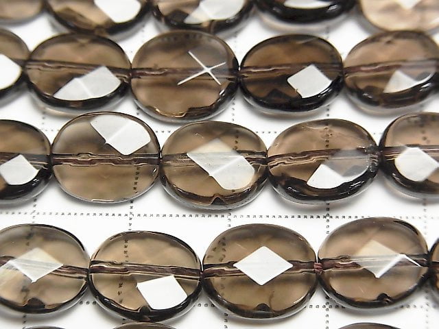 Rauchquarz AAA Facettierte Oval 12x10x6mm halb oder 1strang Perlen (ca. 15 Zoll / 36 cm)