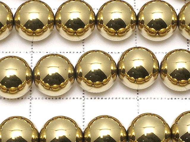 Hematite Round 8mm Gold coating 1strand beads (aprx.15inch / 36cm)