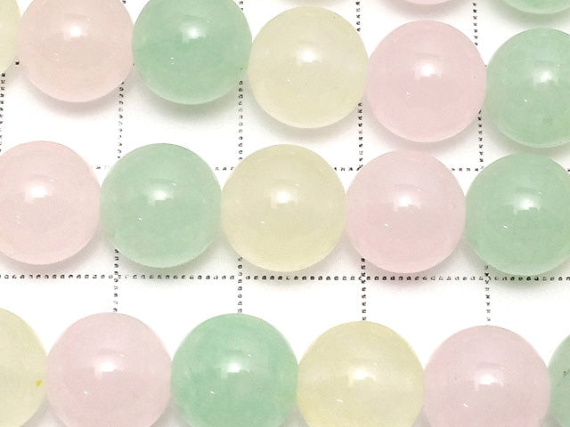 Pastel Mix Jade Round 10mm NO.2 1strand beads (aprx.15inch / 36cm)