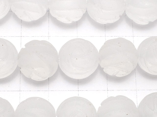 Frosted Crystal Quartz AAA Round Rose Cut 14mm half or 1strand beads (aprx.15inch/37cm)