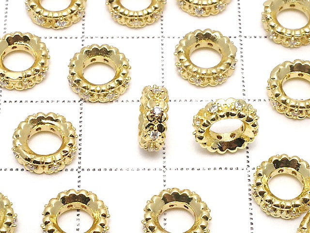 Metall Rondelle 8x8x3mm Gold (mit CZ) 2 Stück