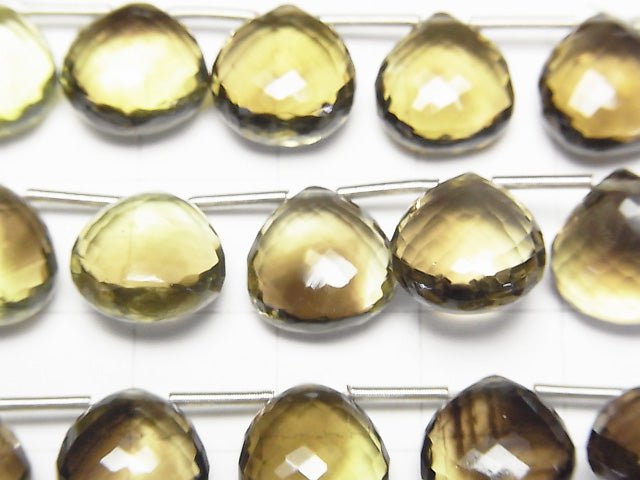 高切割優質檸檬黃x煙燻石英AAA栗子刻面水滴 1串 (8顆)