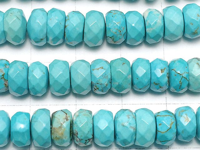 Magnesite Turquoise Faceted Button Rondelle 8x8x4mm 1strand beads (aprx.15inch/36cm)