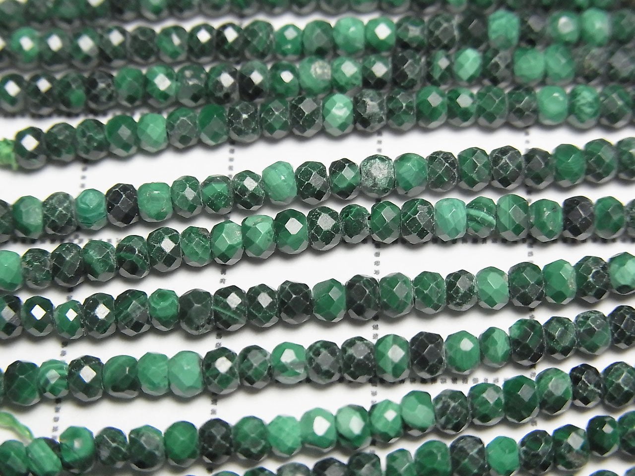 Malachite AA+ Faceted Button Rondelle 3x3x2mm 1strand beads (aprx.15inch/37cm)High Quality!