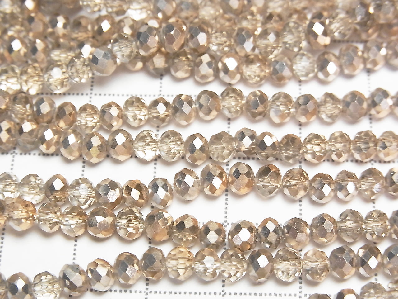Glass Beads Faceted Button Rondelle 4.5x4.5x3.5mm Brown Half-Coated 1strand Beads (approx. 15 inches/36 cm)