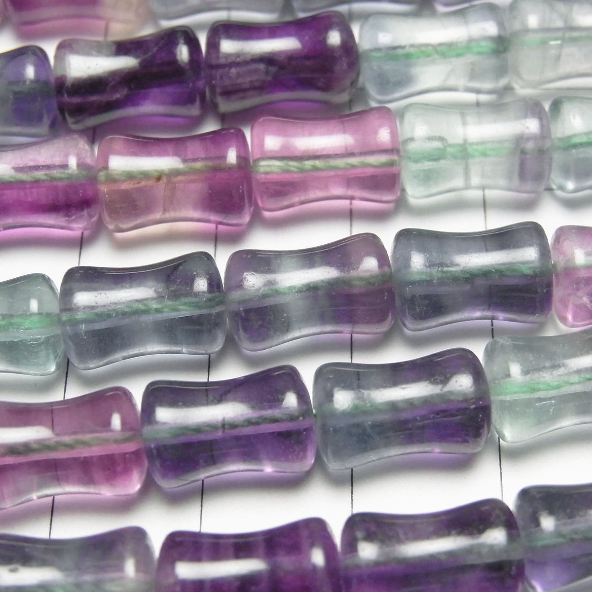 Fluorite Multicolore AAA- Bambou 12x8x8mm 1 fil perles (env.15inch/36cm)