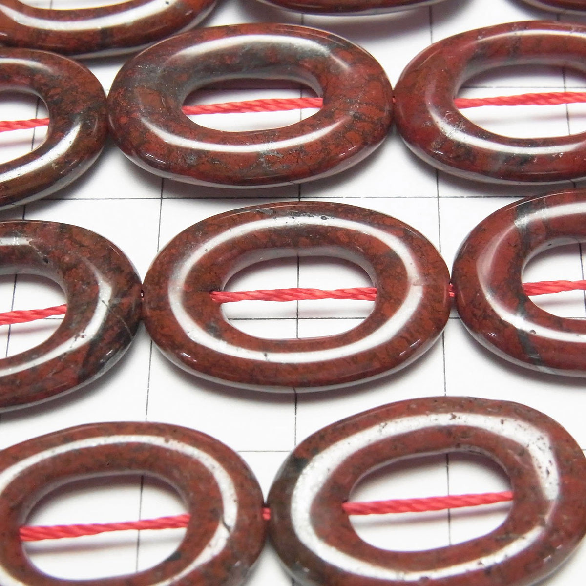 Poppy Jasper Oval (Donut) 22 x 15 x 4 mm half or 1strand beads (aprx.15 inch / 37 cm)