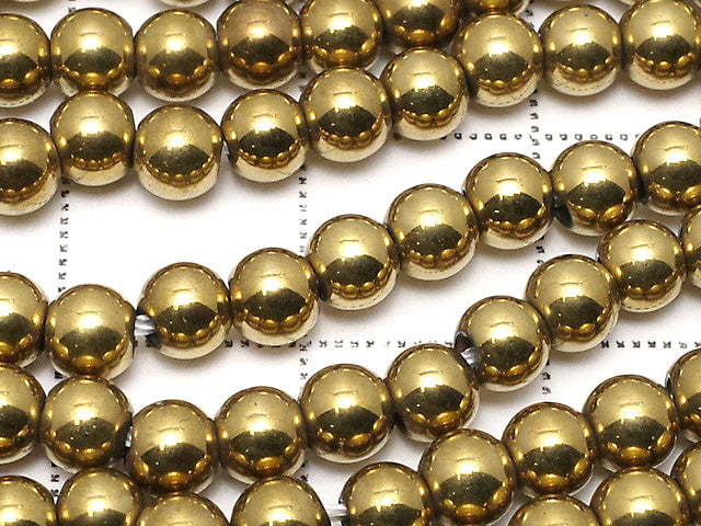 Magnetic! Hematite Round 4mm gold coating 1strand beads (aprx.15inch / 38cm)