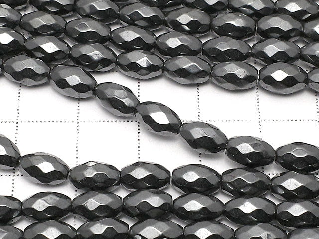 Magnetic! Hematite Faceted Rice 8x5x5mm 1strand beads (aprx.15inch/36cm)