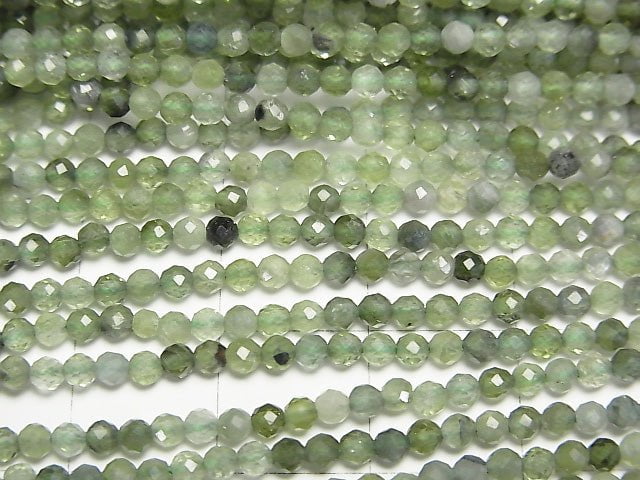 Hochwertig! Grüner Turmalin AAA facettierte rund 2,5mm 1Strang Perlen (ca. 15 Zoll / 37 cm)
