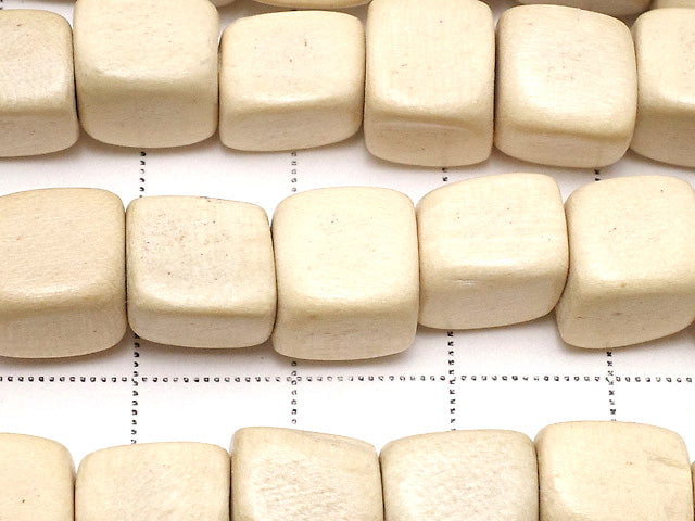 White Wood Cube 9x9x9mm 1strand beads (aprx.15inch / 38cm)
