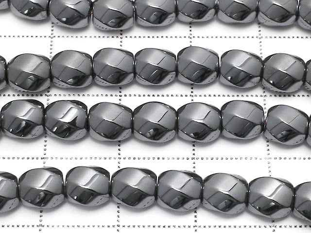 Hematite Twist 6Faceted Round 6x6mm x6mm 1strand beads (aprx.15inch/38cm)