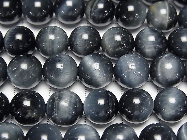 Blue color Tiger's Eye AA++ Round 10mm half or 1strand beads (aprx.15inch/37cm)