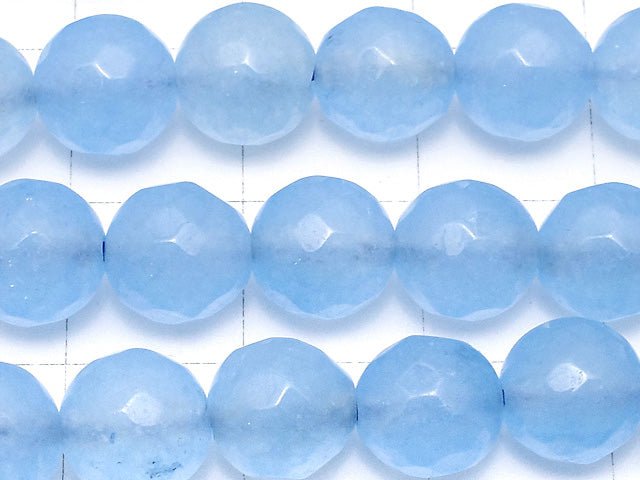 Blue Jade 64 Faceted Round 8 mm 1strand beads (aprx.14 inch / 34 cm)