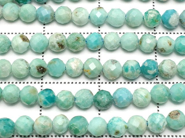 高品質!綠松石 AA++ 刻面圓珠 3mm 半串或一串(約15英吋/37公分)