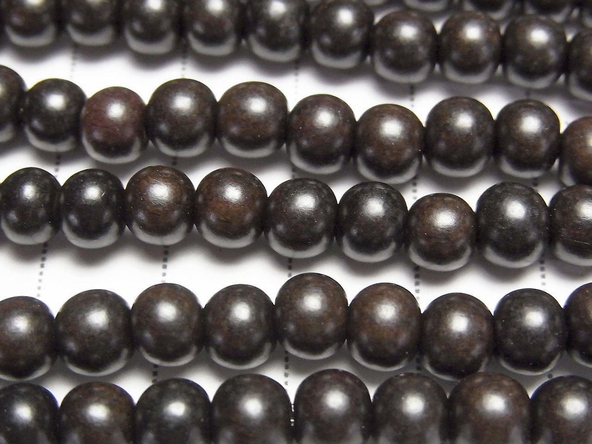 Ebony Wood Semi Round 6mm 1strand beads (aprx.15inch/38cm)
