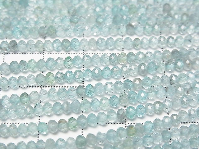 高品質!磷灰石 AA++ 小尺寸刻面鈕扣圓珠 3x3x2mm 1串珠子 (約15英寸/37公分)