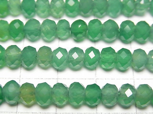 高品質!綠玉髓 AAA 刻面紐扣形扁珠 6x6x3mm 1 串珠(約 15 英寸/37 公分)