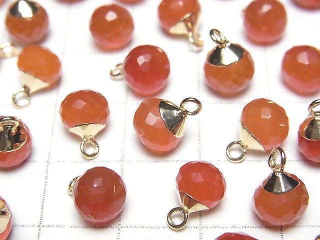 紅玉髓刻面洋蔥水滴墜飾 金色 2入