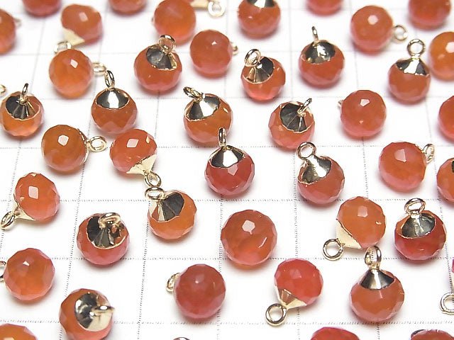 Karnelian Zwiebel Facettierte Briolette Charm Goldfarbe 2 Stück
