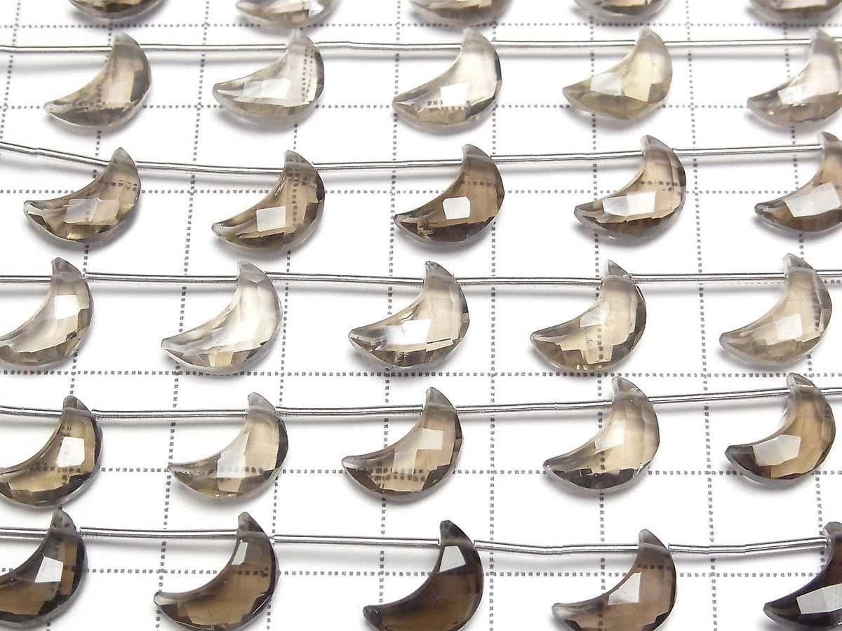 Quartz fumé de haute qualité AAA - Forme de croissant Perles de 12x8mm, demi-fil ou 1 fil (6 pièces)