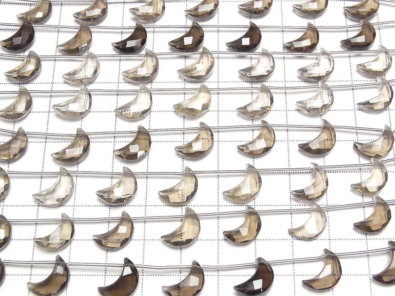 Quartz fumé de haute qualité AAA - Forme de croissant Perles de 12x8mm, demi-fil ou 1 fil (6 pièces)