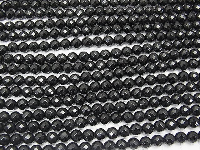 1strand $5.79! Onyx 64Faceted Round 6mm 1strand (aprx.15inch/37cm) - wholesale gemstone beads, gemstones - kenkengems.com