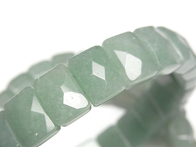 Grüner Aventurin 2 Löcher facettierte Rechteck 12 x 8 x 6 mm 1strang Perlen (Armband)