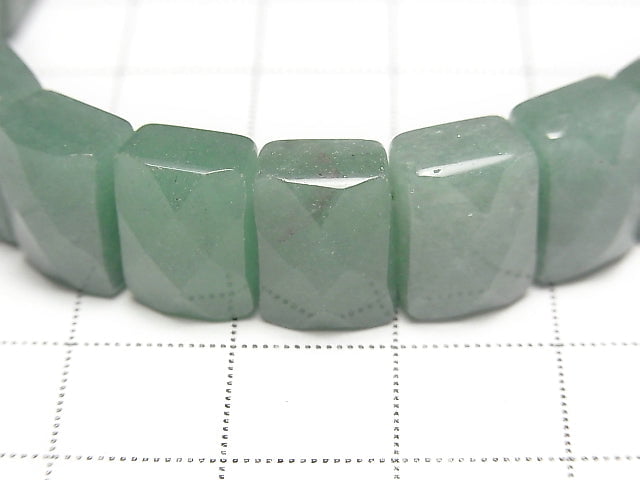 Grüner Aventurin 2 Löcher facettierte Rechteck 12 x 8 x 6 mm 1strang Perlen (Armband)