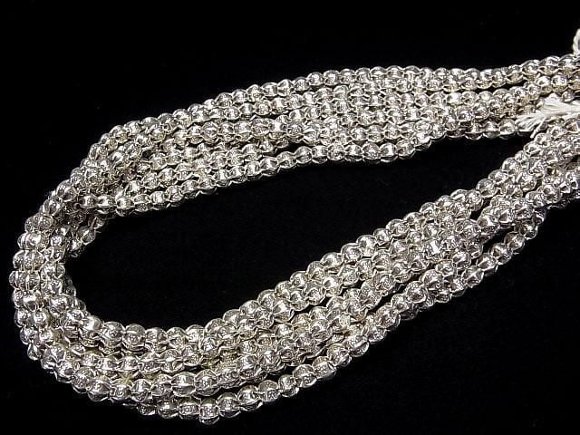 Karen Silver Ornament Rondelle 5x5x4mm Oxidized Silver 1/8 or 1-strand beads (approx. 15 inch/38 cm)