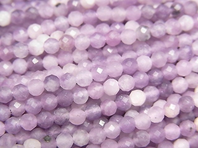 高品質!紫鋰雲母 AA+ 切面圓珠 3mm 1串 (約15英吋/36公分)