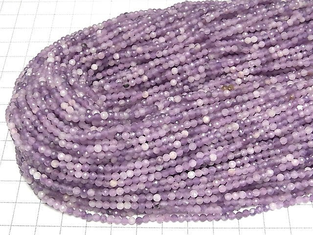 Hochwertig! Lepidolith AA+ facettierte Runde 3mm 1strang Perlen (ca. 15 Zoll / 36 cm)