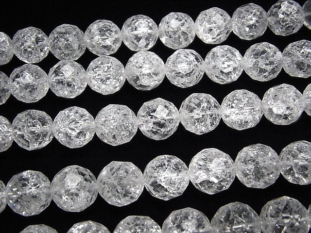Cracked Crystal Quartz 64Faceted Round 14mm 1/4 or 1strand beads (aprx.14inch/35cm)