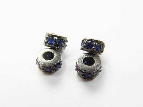 1 pc $15.99! Rondelle parts with Sapphire 4 x 4 x 2 Silver 925