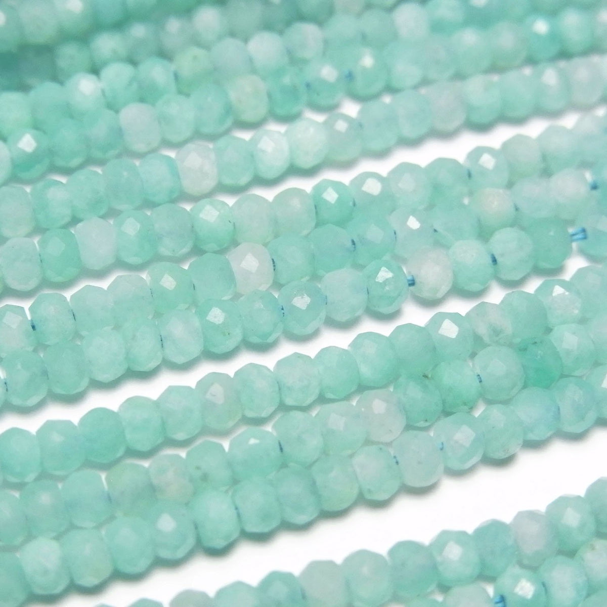 Qualité supérieure ! Amazonite AA++ Bouton facetté Rondelle 3x3x2mm 1 fil de perles (environ 15 pouces/37cm)