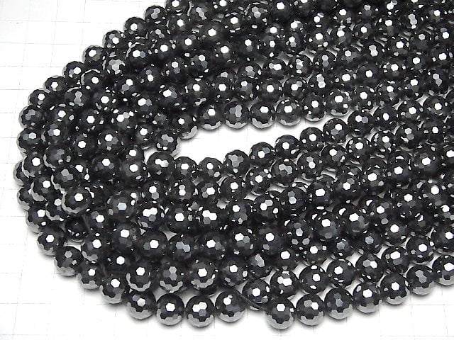 High Quality! Hematite 128Faceted Round 10mm 1strand beads (aprx.15inch/37cm)
