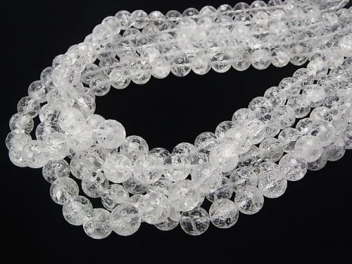 Cracked Crystal 128Faceted Round 10mm half or 1strand beads (aprx.15inch/38cm)