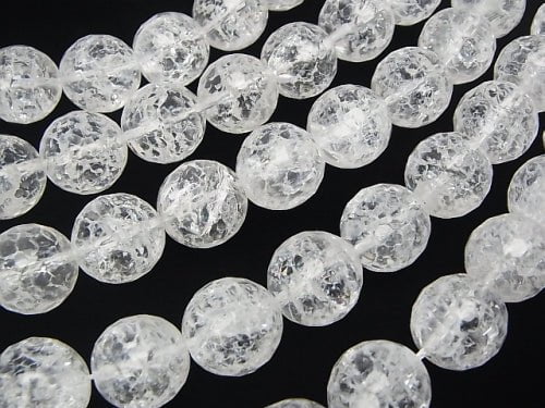 Cracked Crystal 128Faceted Round 12mm half or 1strand beads (aprx.15inch/36cm)