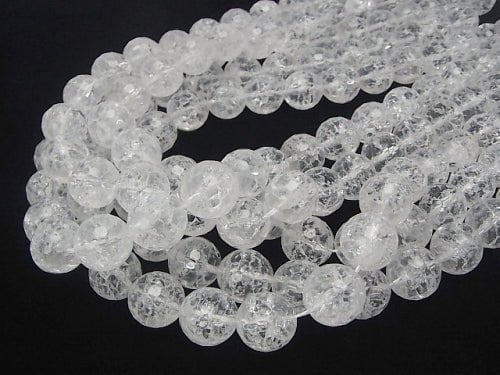 Cracked Crystal 128Faceted Round 12mm half or 1strand beads (aprx.15inch/36cm)