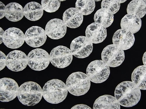 Cracked Crystal 128Faceted Round 14mm half or 1strand beads (aprx.15inch/38cm)