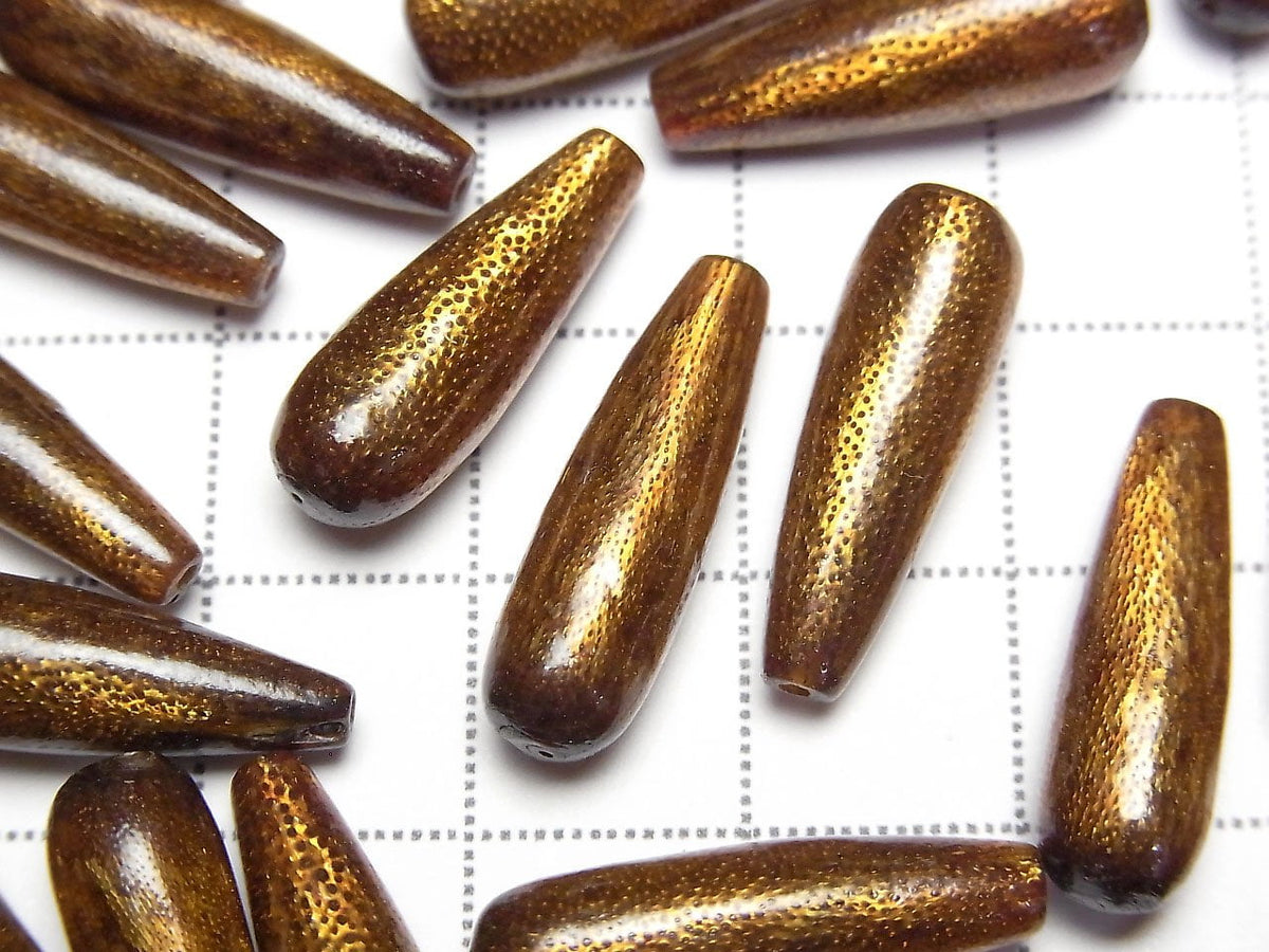 Goldkoralle Halb Durchbohrtes Loch Tropfen (Glatt) 20x6mm 2 Stück