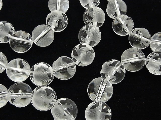 Griffin's Carved! Crystal Quartz AAA Round 10mm,12mm,14mm half or 1strand beads (Bracelet)